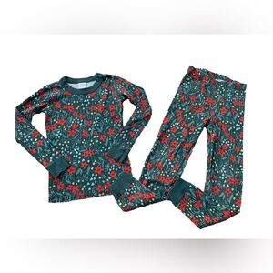 Hanna Andersson Size 120, 6-7, Poinsettia Patch Organic Long John Pajamas Set